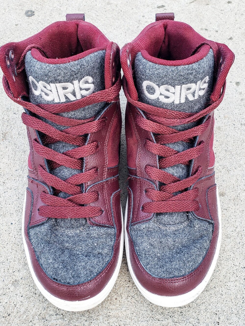 Osiris Youth Womens Burgundy and Gray High-Top Skate Shoes Sneakers Size 8.5